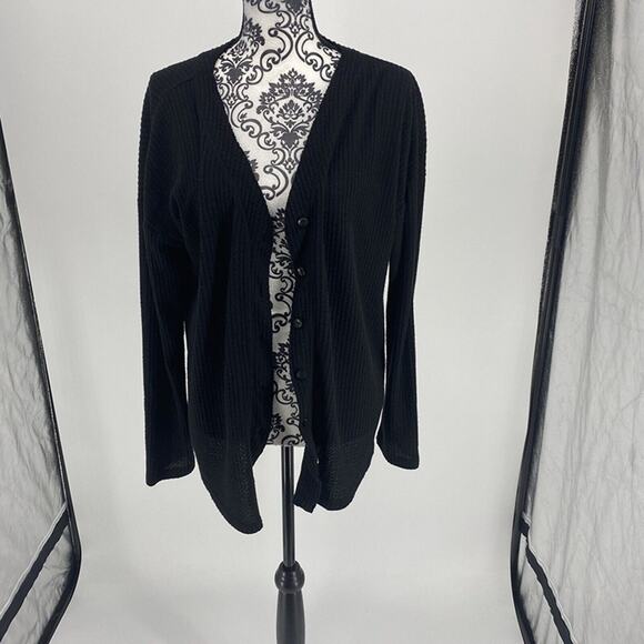 Isaac Mizrahi NY Womens Size Large Long Sleeve Waffle-Knit Button-Up Top, Grey - Picture 4 of 12